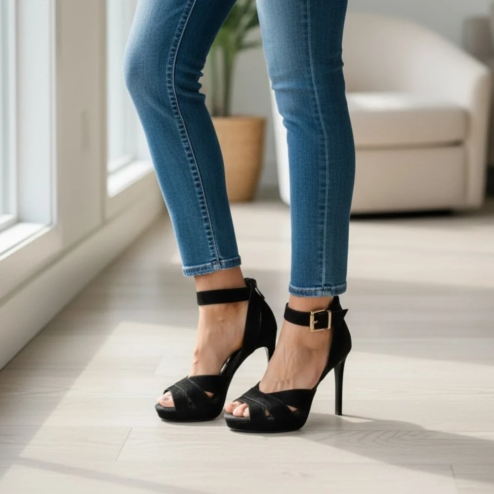 Burberry Elegant Black Platform Sandals